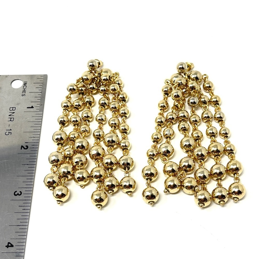 New Free People Dangle Ball Chandelier Earrings Gold - Picture 5 of 5
